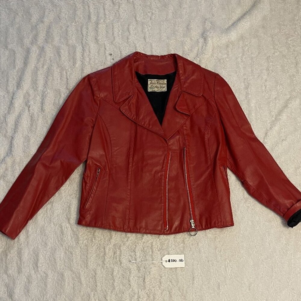 ✨ Red Leather Jacket - Small